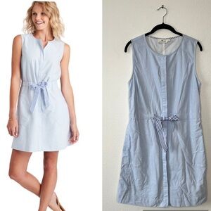 Vineyard Vines Oxford Tie Waist Sleeveless Dress Blue Size 8 Chic Preppy